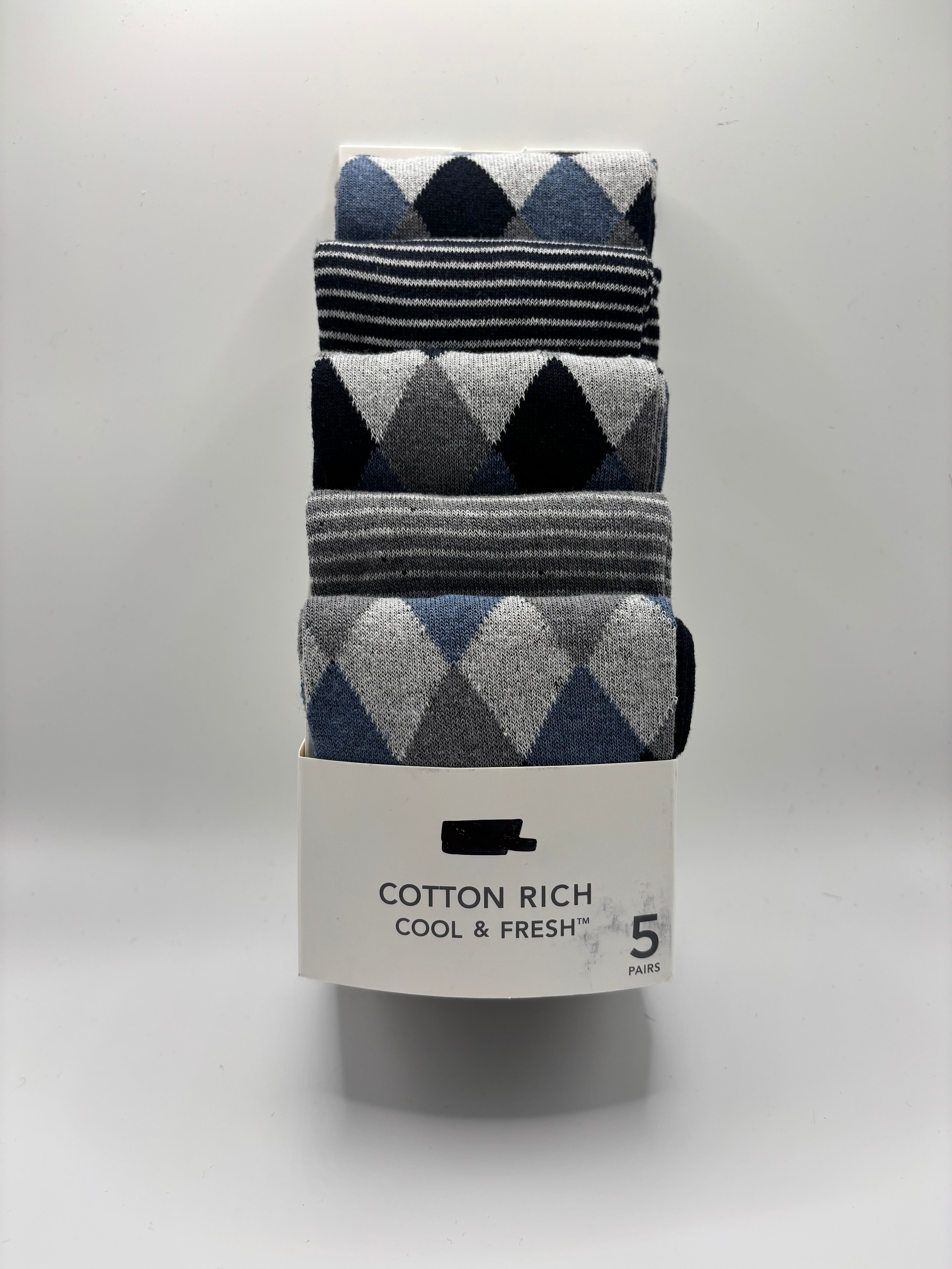Cotton Rich 5 Pack Diamonds and Stripes